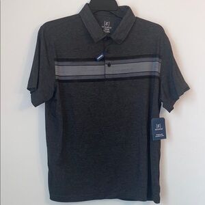 George Men's Charcoal Polo with Striped Detail